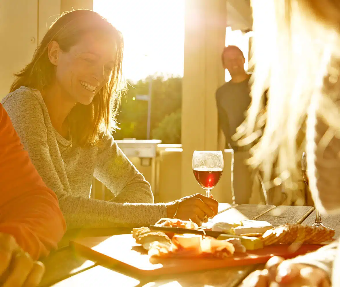 eating and drinking and having fun