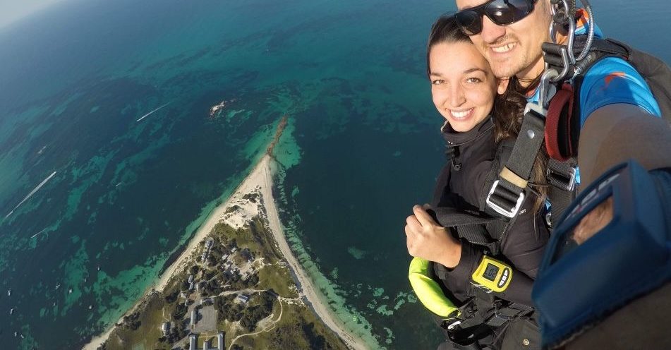 Ariel image looking down at rottnest as skydive down
